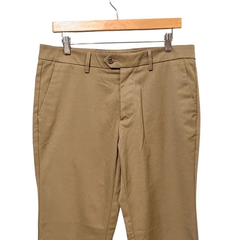 Mizzen + Main Mens Performance Chino Pants Khaki Tan Size 32 Made in USA Stretch